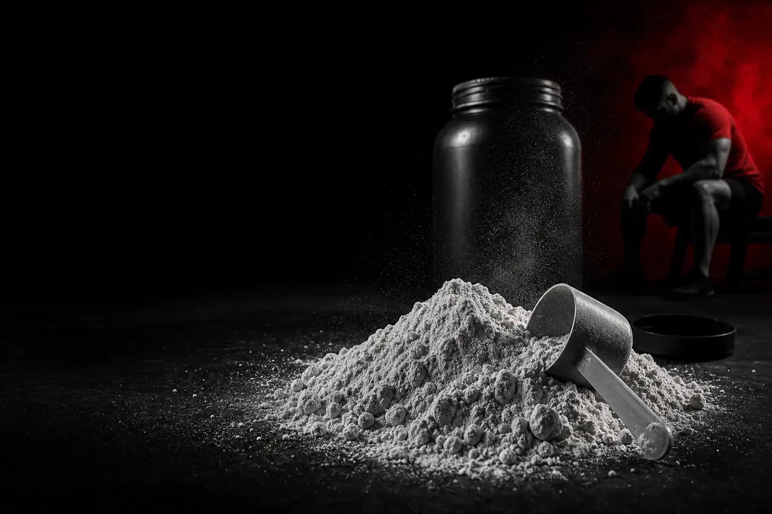 Scoop driven into a mound of gainer powder