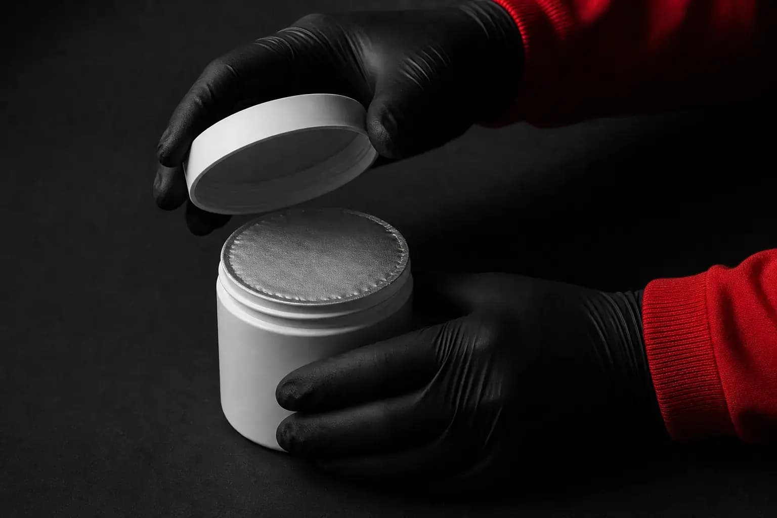 Checking the foil seal under the lid of a tub